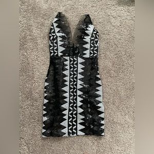 See through sequence strap dress